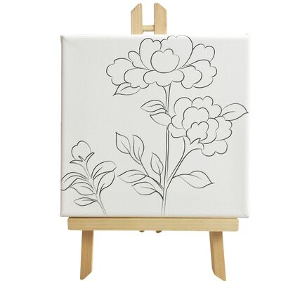 Wholesale Wood Frame Pre-printed Acrylic Painting Canvas with Wooden Display Rack and Painting Medium for Kids DIY Oil Paint