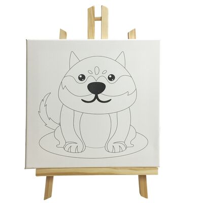 Wholesale Wood Frame Pre-printed Acrylic Painting Canvas with Wooden Display Rack and Painting Medium for Kids DIY Oil Paint