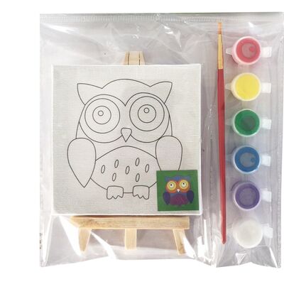 Wholesale Wood Frame Pre-printed Acrylic Painting Canvas with Wooden Display Rack and Painting Medium for Kids DIY Oil Paint