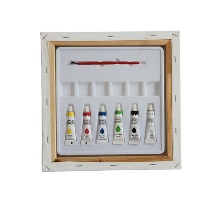 Kids DIY Pre-printed Stretched Canvas Set with Black Printed Lines Design