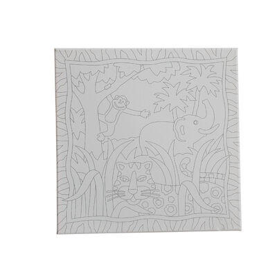 Kids DIY Pre-printed Stretched Canvas Set with Black Printed Lines Design