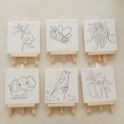 Mini Easel Canvas 10*10cm Stretched Canvas with Easel