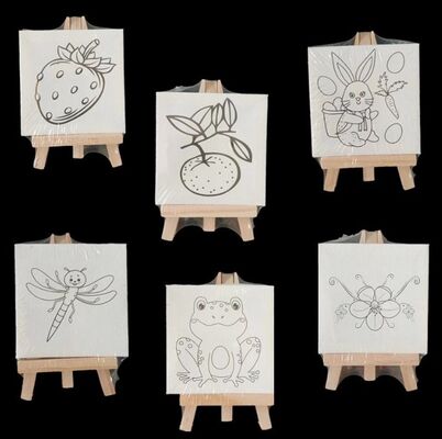 Mini Easel Canvas 10*10cm Stretched Canvas with Easel