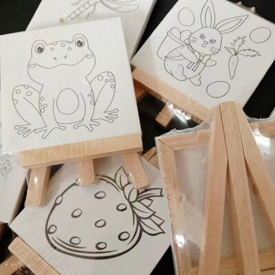 Mini Easel Canvas 10*10cm Stretched Canvas with Easel