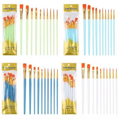 Un ensemble de pinceaux pour peinture en bois acrylique pour débutants.