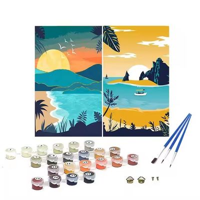 8x8cm kits de peinture sur toile pré-imprimés pour enfants incluant pinceaux et toile