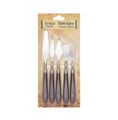 Couteau à palette en acier inoxydable 5 pièces Kit d'outils pour peinture à l'huile et à l'acrylique
