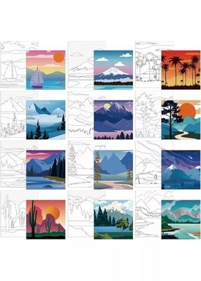 Peinture de paysage mat finition par numéros toile avec cadre en bois
