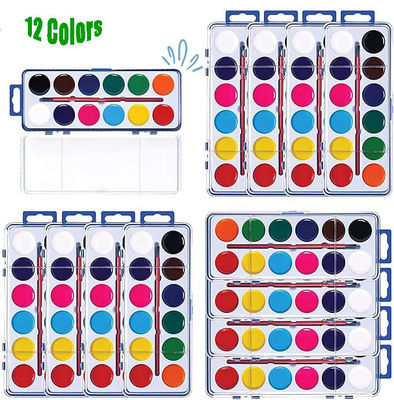 12 Trousse de peinture acrylique lavable à l'aquarelle avec pinceau pour enfants et adultes