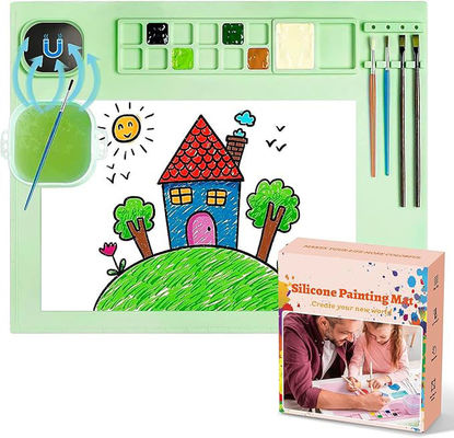 OEM Produits alimentaires Art Peinture Outils Silicone Tapis artisanal avec tasse Pour les enfants étudiant
