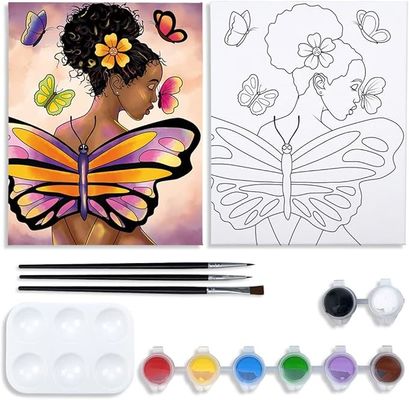 Fille papillon coton peinture pré dessinée kits de toile pour cadeaux de la Saint-Valentin pour adultes