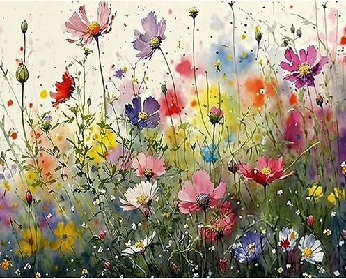 Faites-le vous-même dessiné sur toile dessin de fleurs couleur toile d'art pour adultes débutant